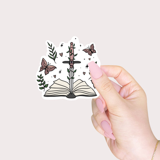 Sword book and butterflies sticker