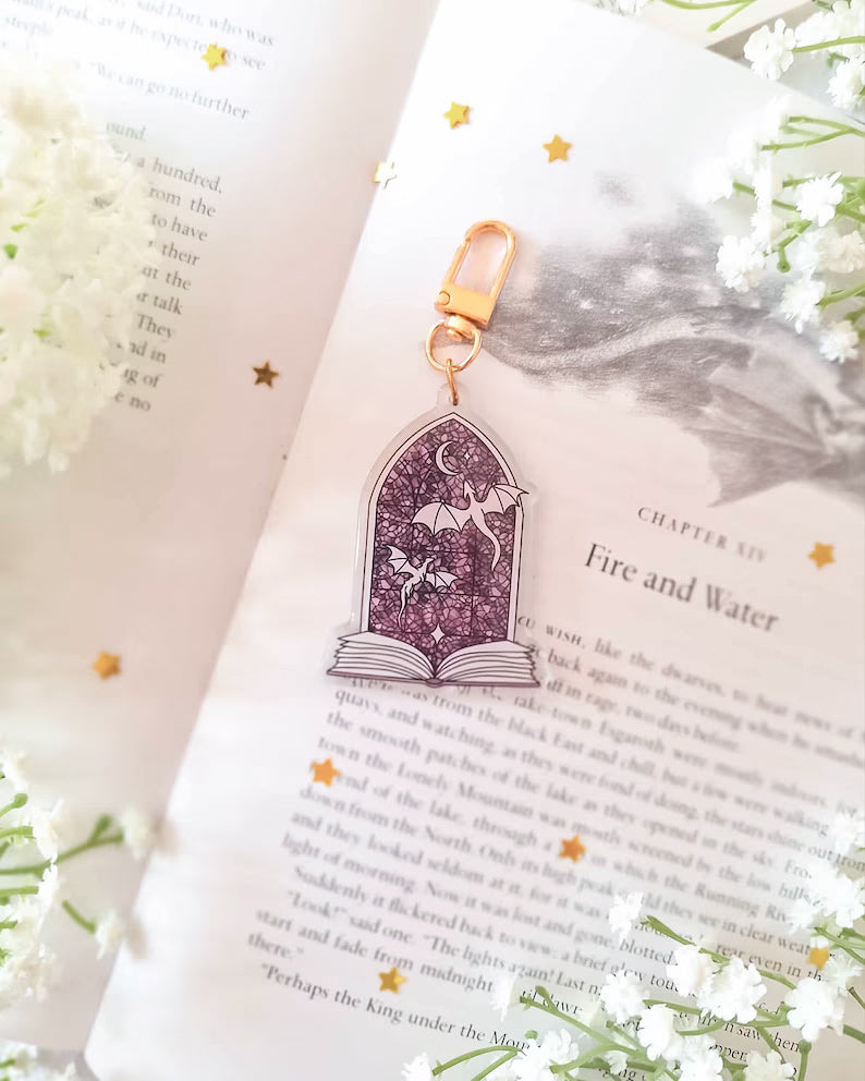 stained-glass style dragon window keyring