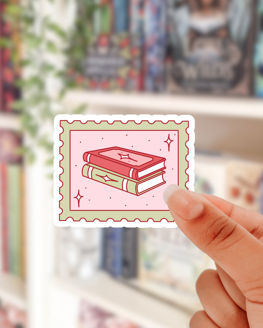 strawberry matcha book stamp sticker