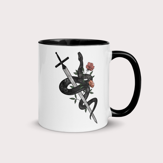 Snake and sword fantasy book inspired 11oz ceramic mug