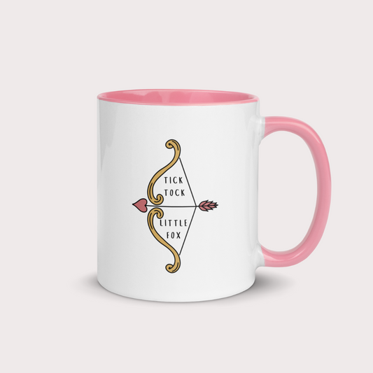 Tick tock little fox 11oz mug pink handle