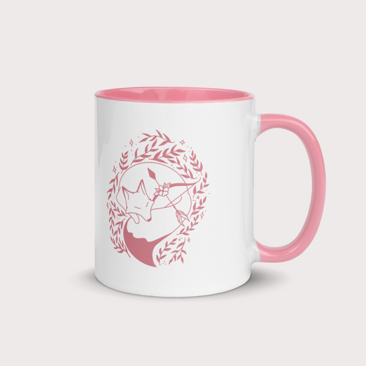The archer and the fox 11oz pink handle mug