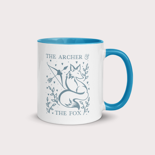 The archer and the fox blue mug