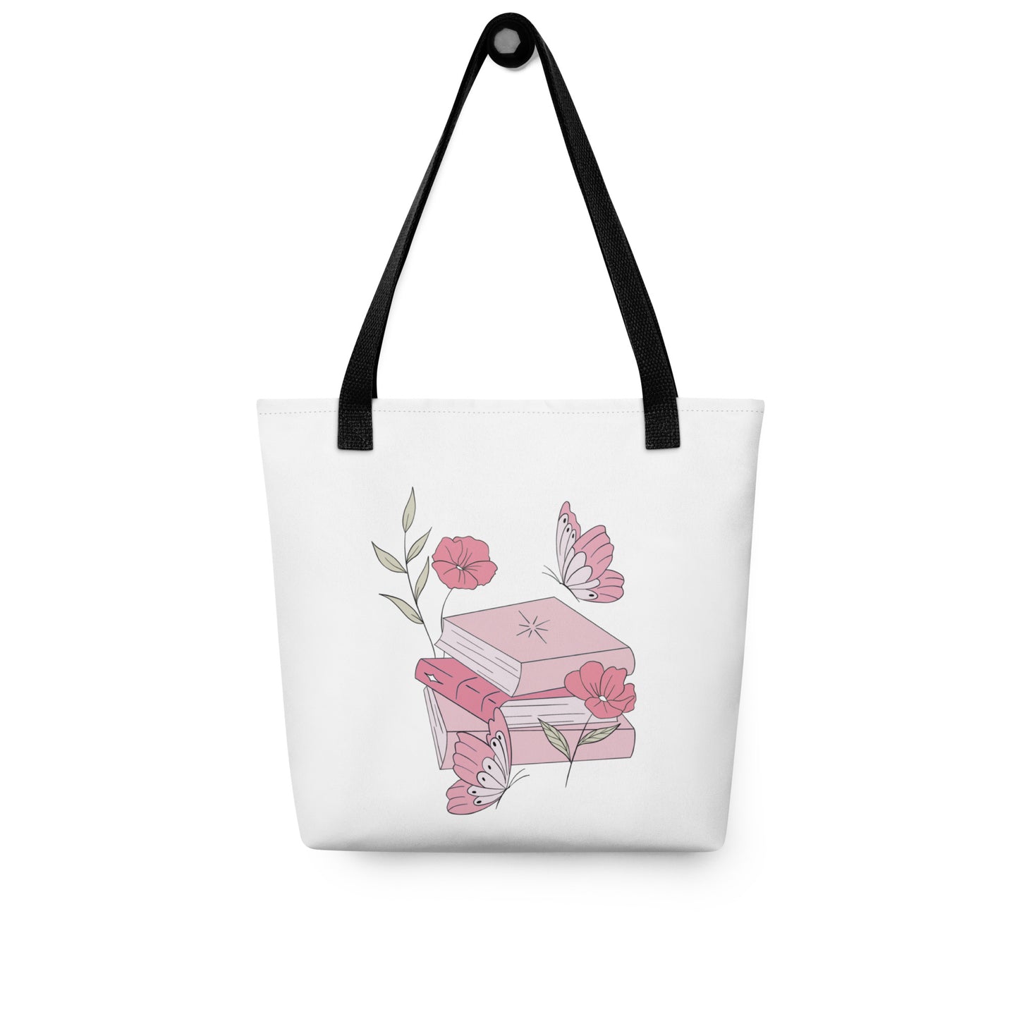 Pink book stack tote