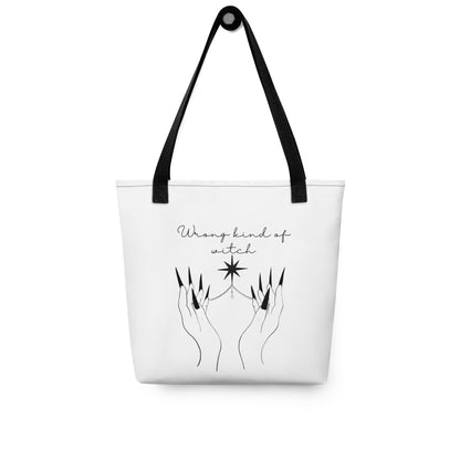 Wrong kind of witch tote bag