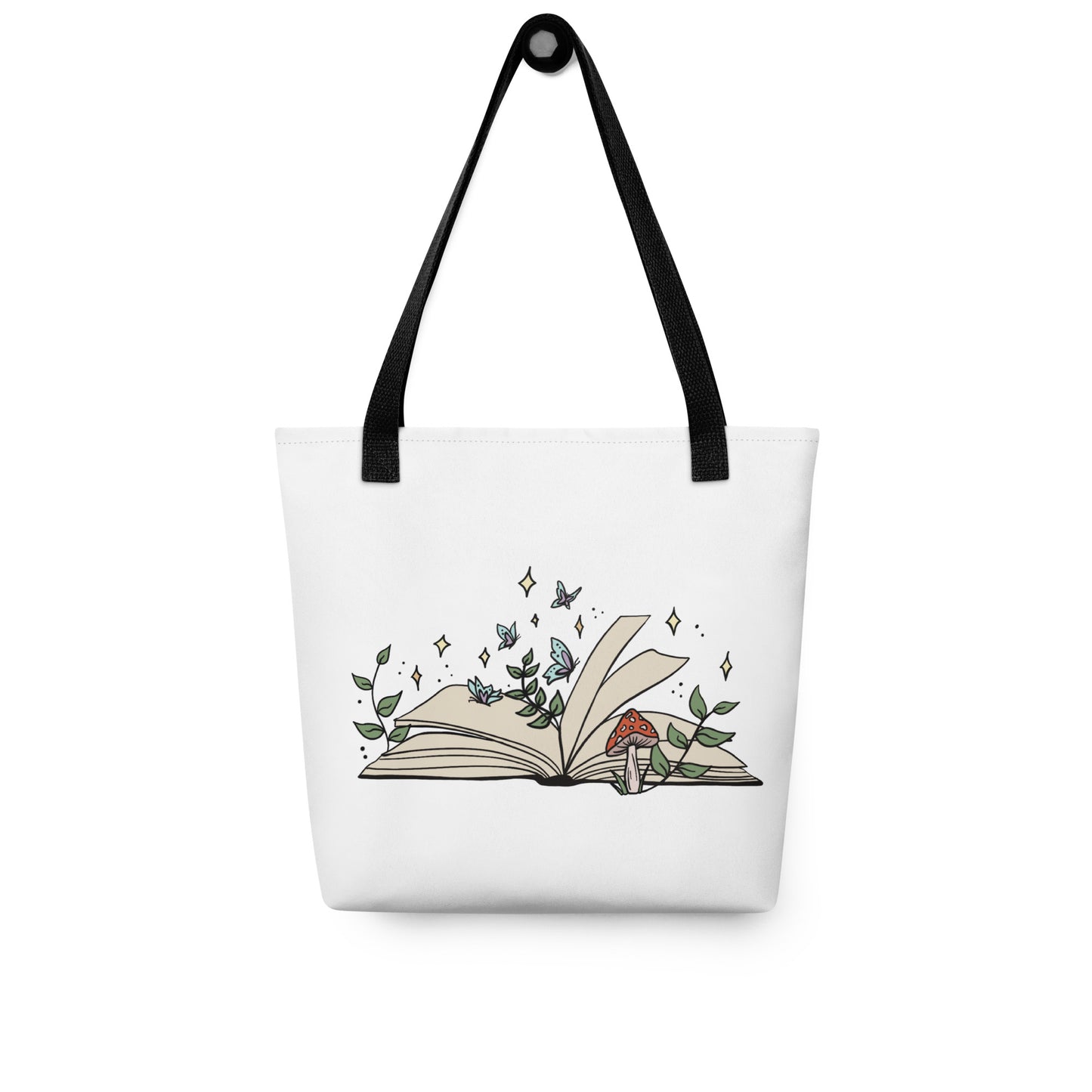 Books and butterflies tote bag