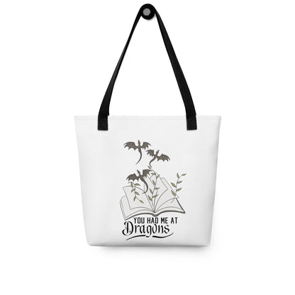 You had me at dragons tote bag