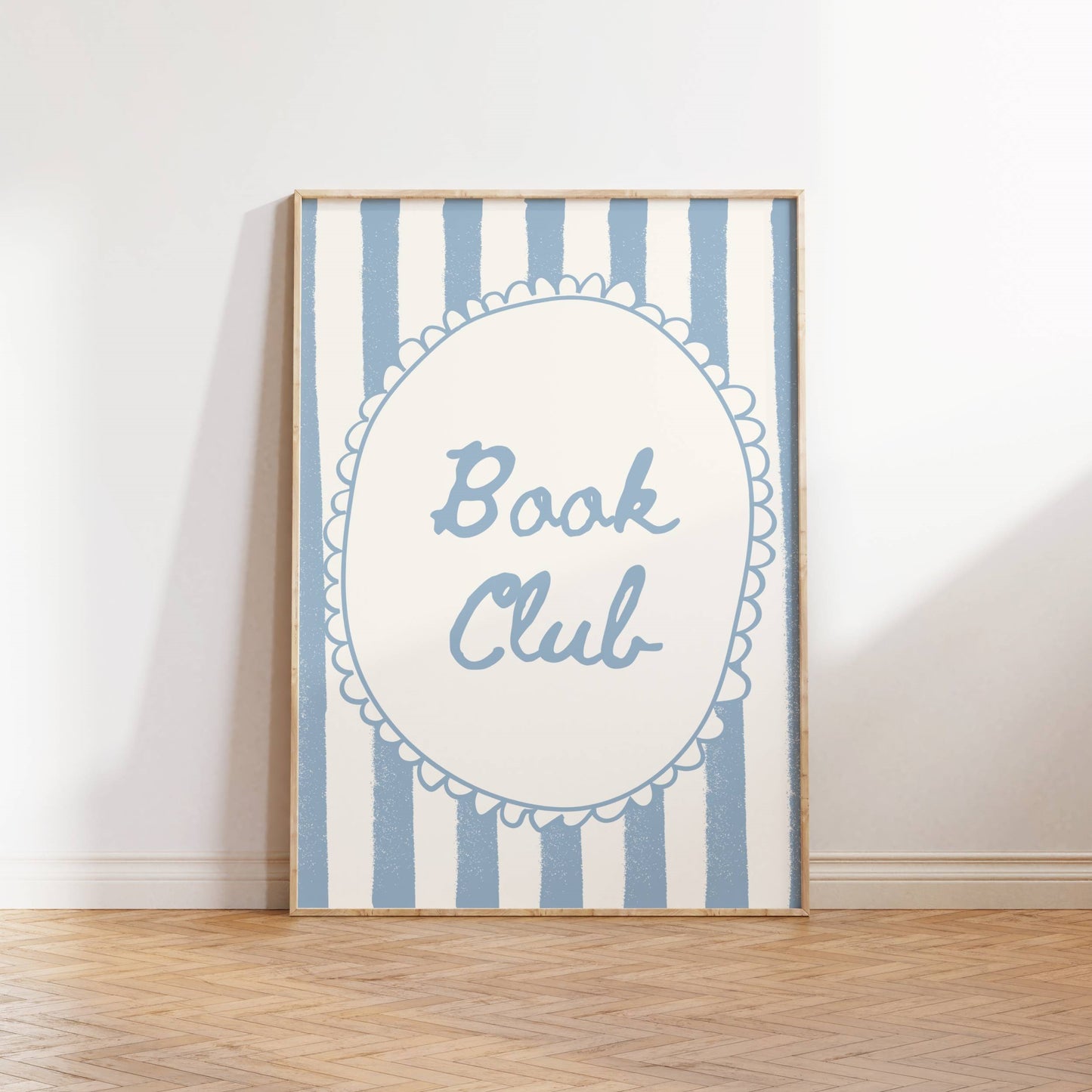 Book club blue striped art print