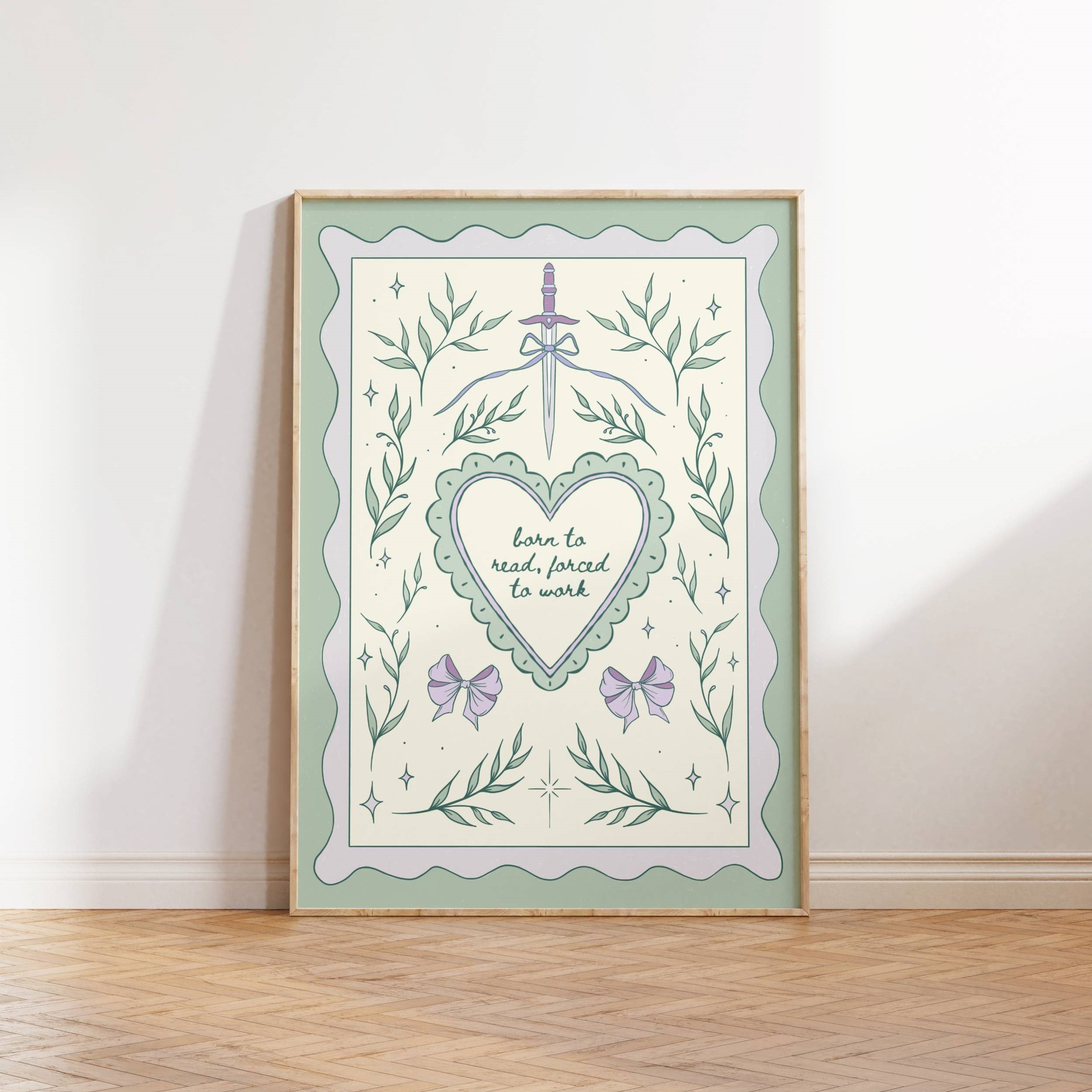 Born to read forced to work poster – Romantasy Designs