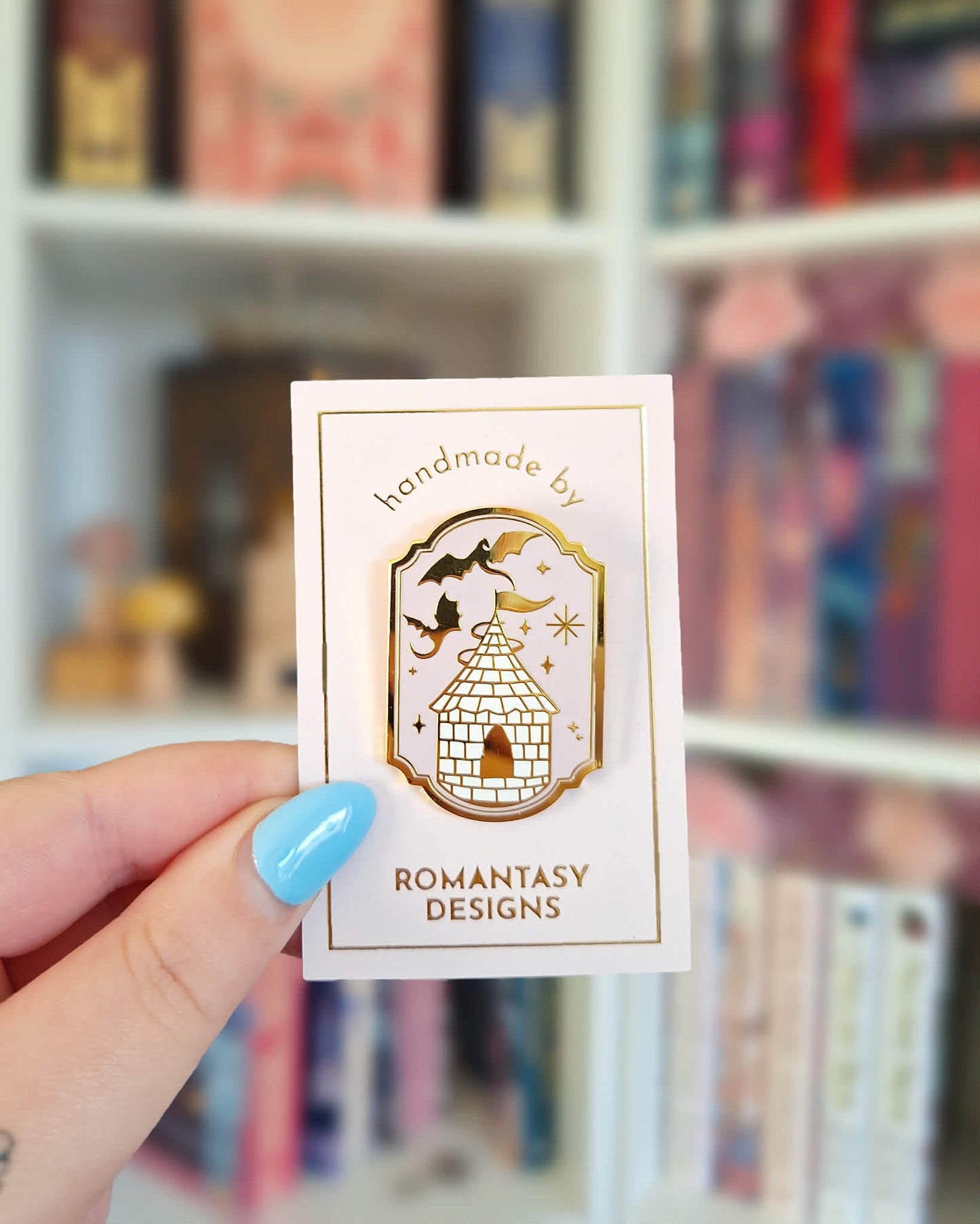 gold enamel pin - dragons and castle - leftover from 2025 advent calendar