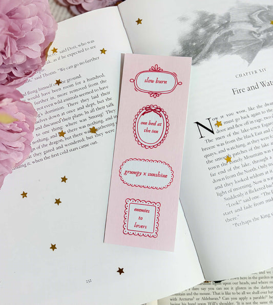 pink romance tropes bookmark