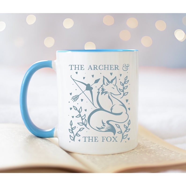 The archer and the fox blue mug