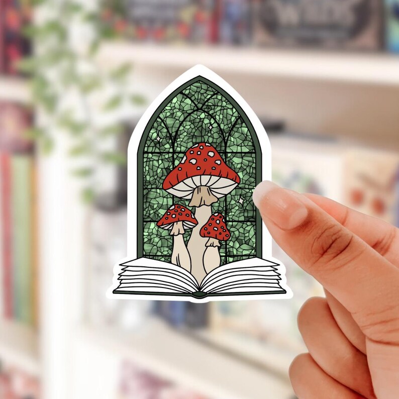 Mushrooms stained-glass style sticker