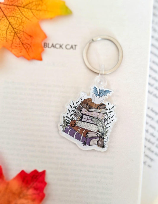 Book stack and dragon keyring