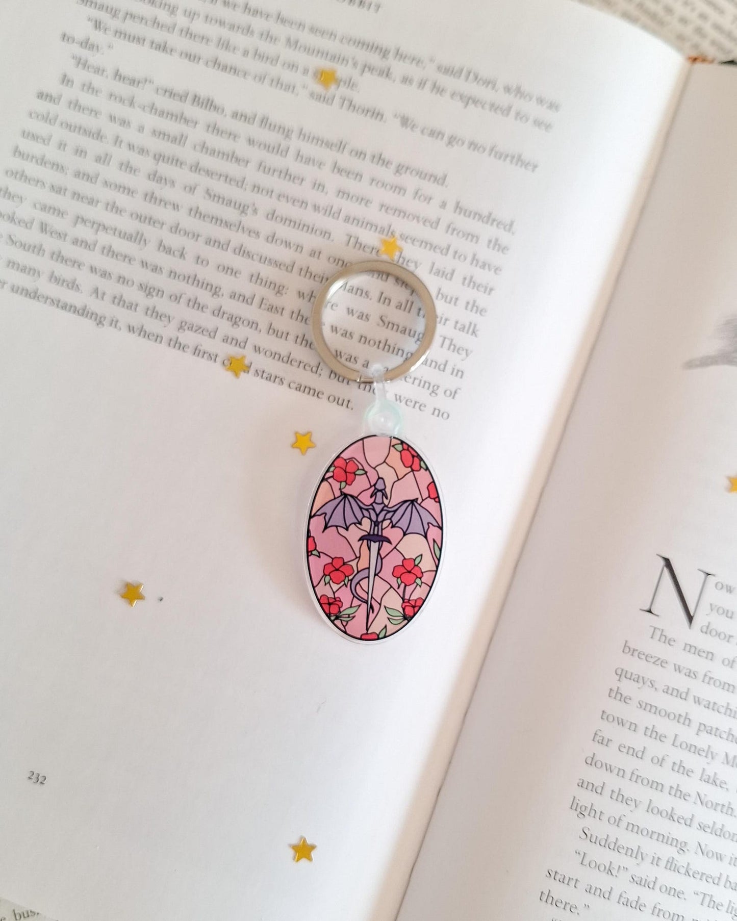 stained-glass style dragon keyring