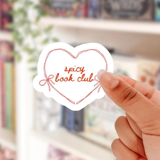 Spicy book club heart and bow vinyl sticker