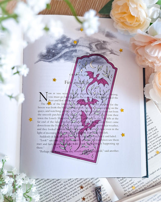 Dragons stained glass style transparent bookmark