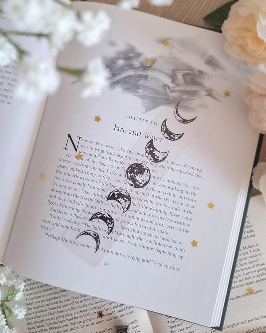 Moon phase transparent bookmark