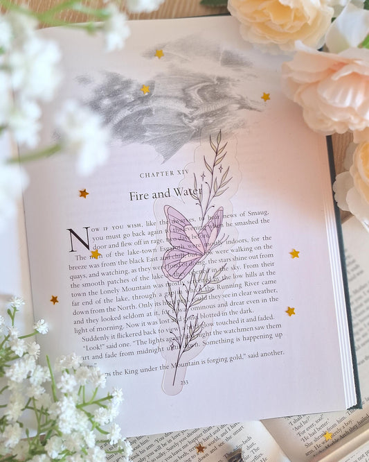 Butterfly and vines transparent bookmark