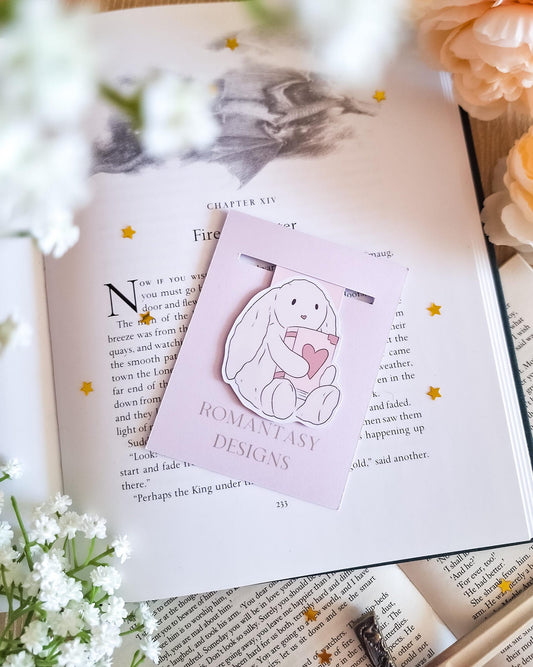 Bunny and book magnetic bookmark
