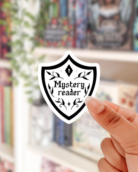 Book genre shield sticker - mystery