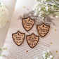 Bookish shields wooden engraved pins