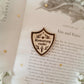 Bookish shields wooden engraved pins