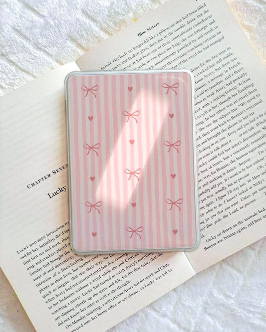Pink bow and heart stripe Kindle insert