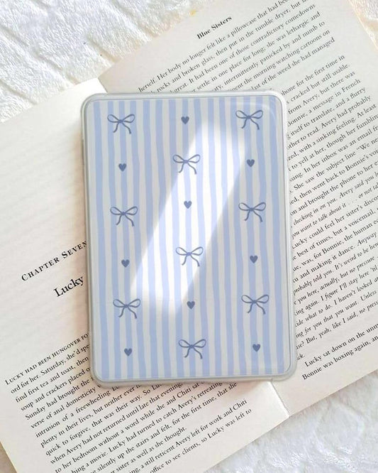 Blue bow and heart stripe Kindle insert