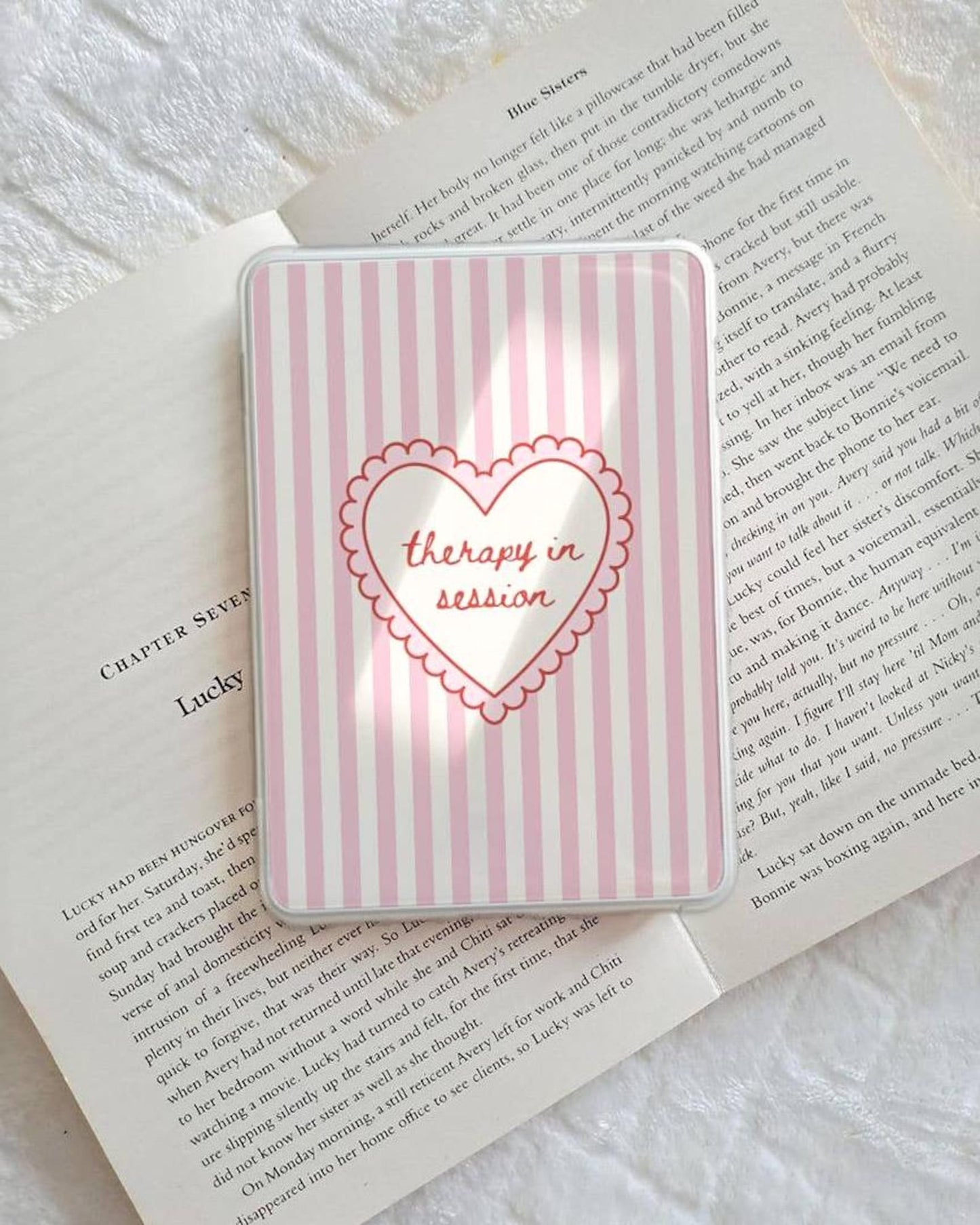 Pink therapy in session stripe Kindle insert