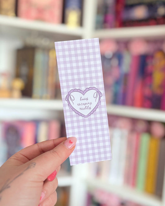 Busy escaping reality heart bookmark