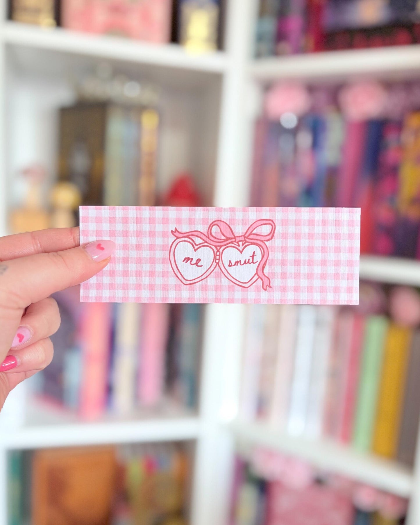 Me + smut heart shaped locket bookmark