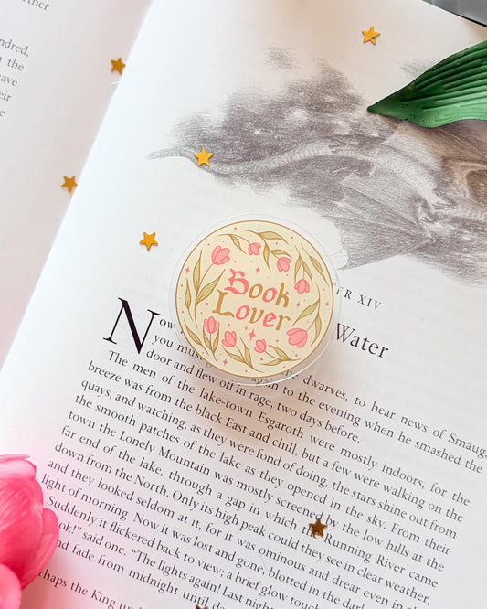 Book lover tulip kindle/phone grip: adhesive acrylic e-reader grip
