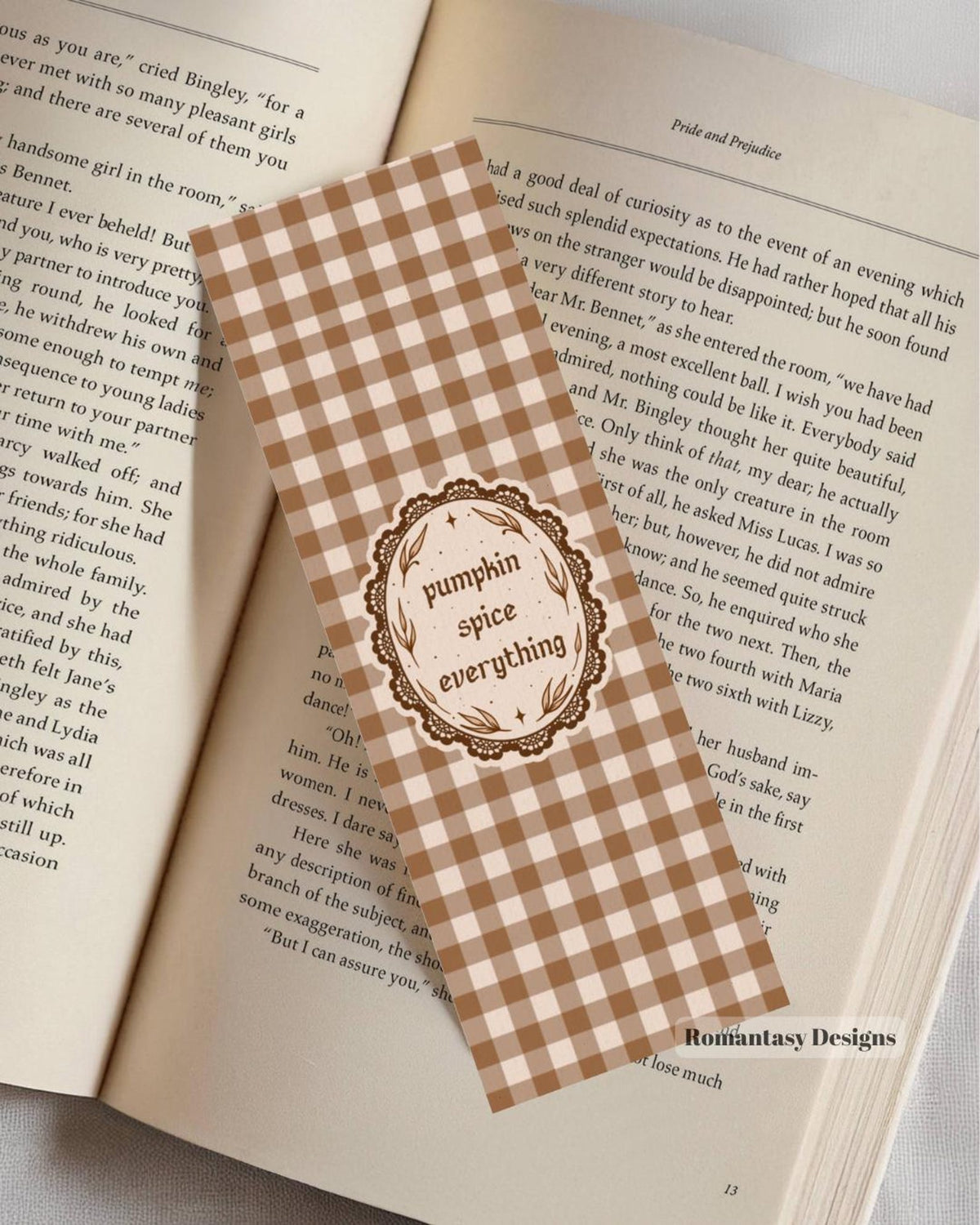 Autumn plaid pumpkin spice everything bookmark