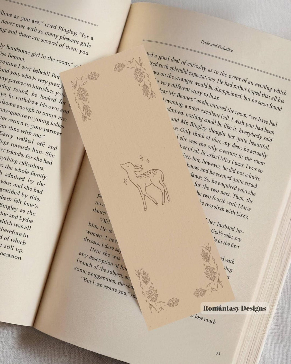 Autumn leaves and fawn bookmark