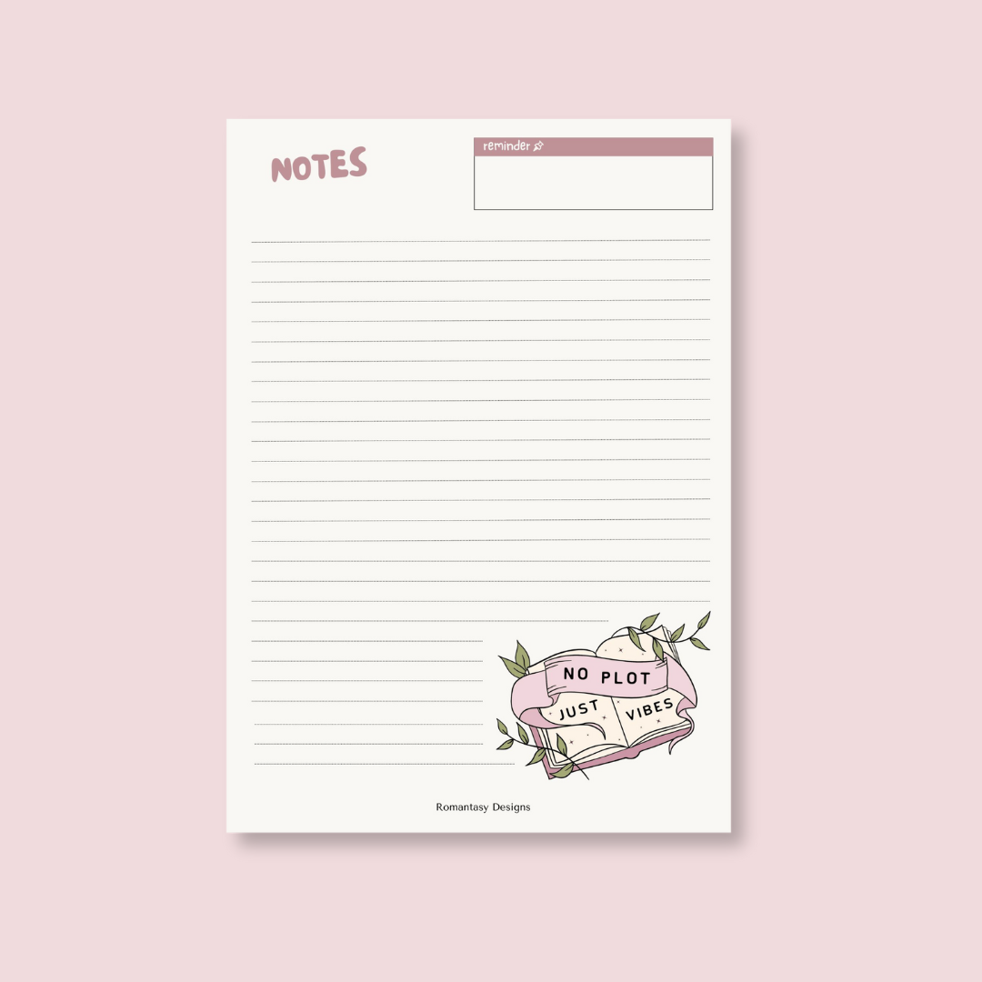 PRE-ORDER pink author notebook - no plot just vibes
