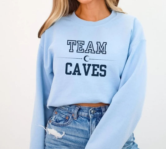 Team Caves Crescent City blue crewneck