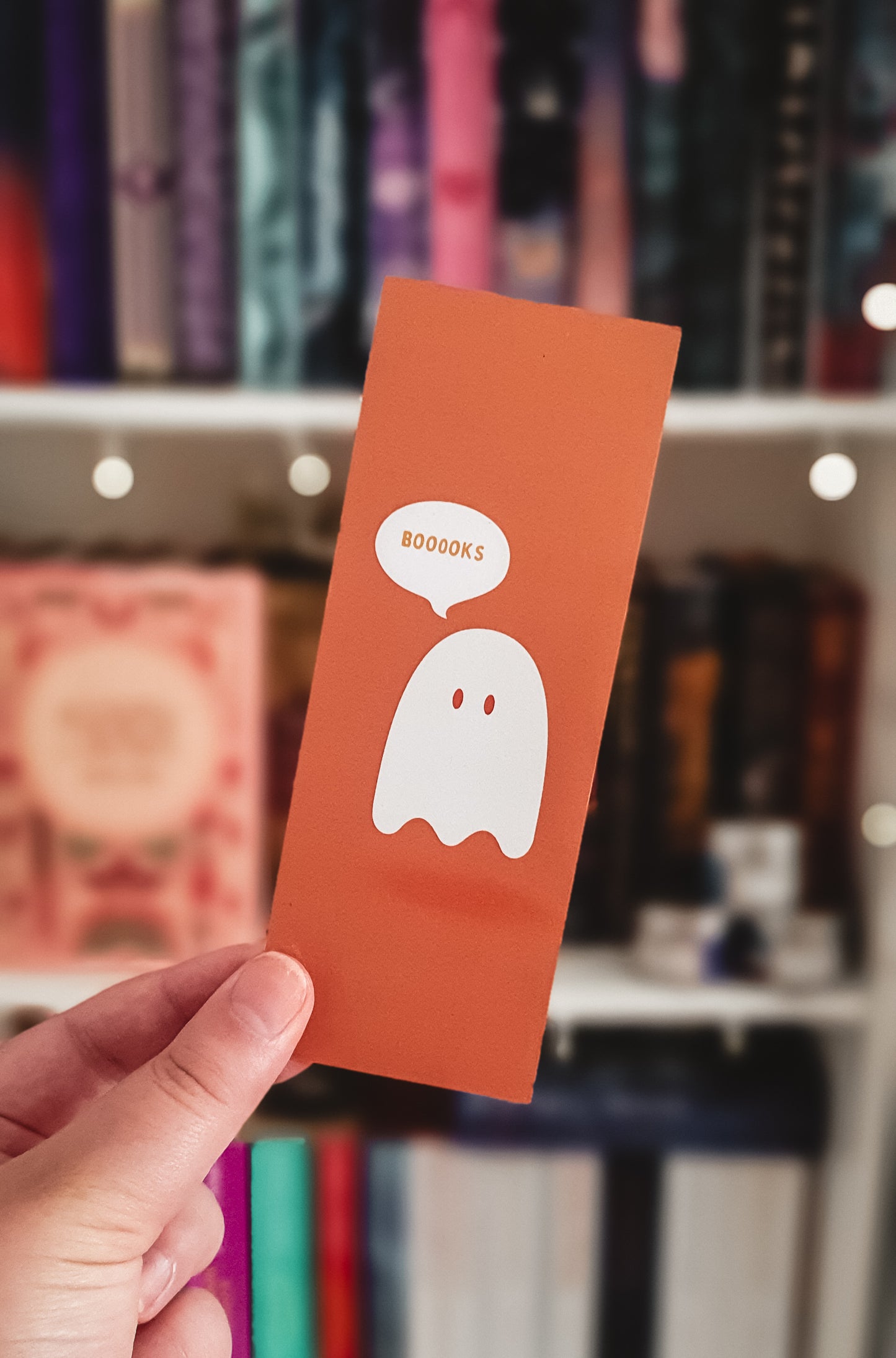 Ghost boooks orange double sided bookmark