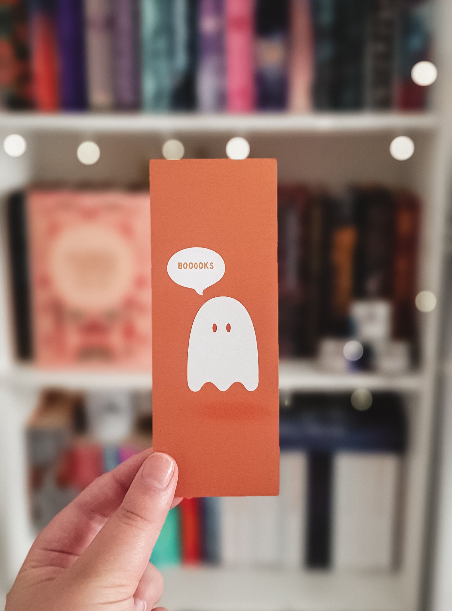 Ghost boooks orange double sided bookmark