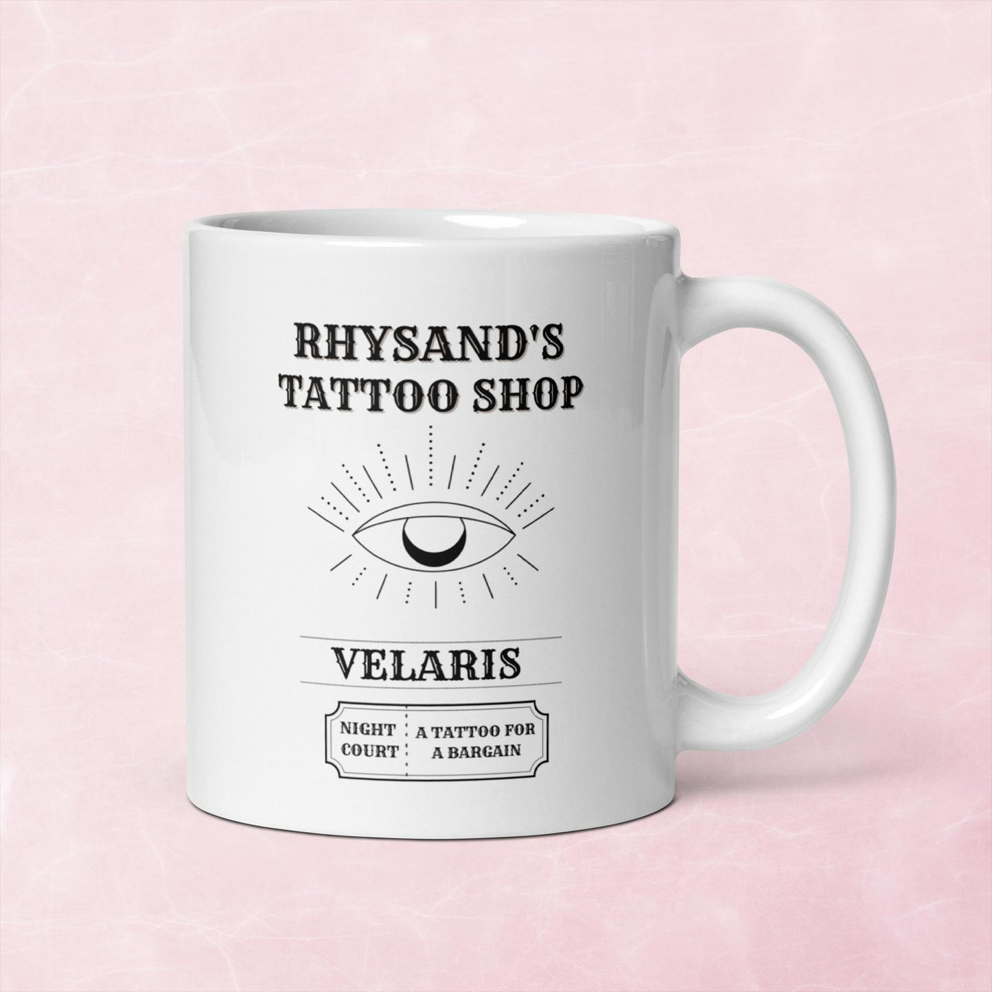 ACOTAR Rhysand's tattoo shop ceramic mug, officially licensed Sarah J Maas