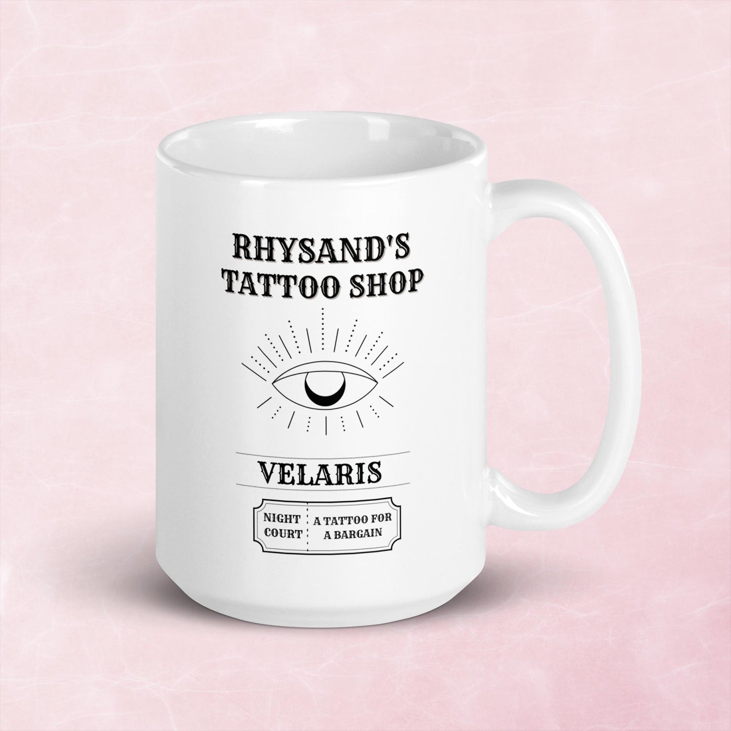 ACOTAR Rhysand's tattoo shop ceramic mug, officially licensed Sarah J Maas