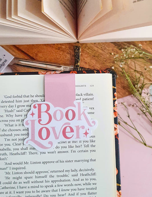 Book lover pink magnetic bookmark