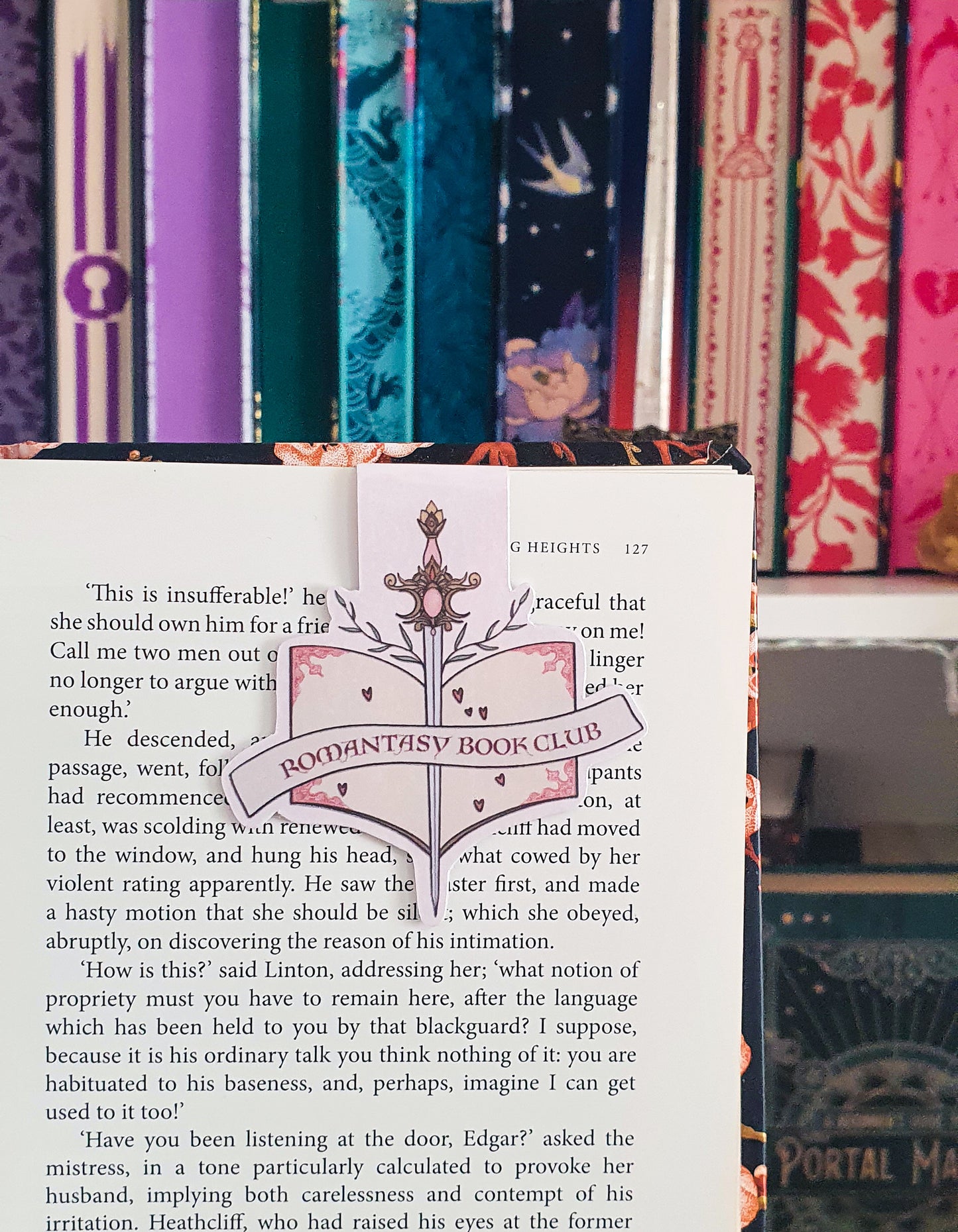 Romantasy book club pink magnetic bookmark