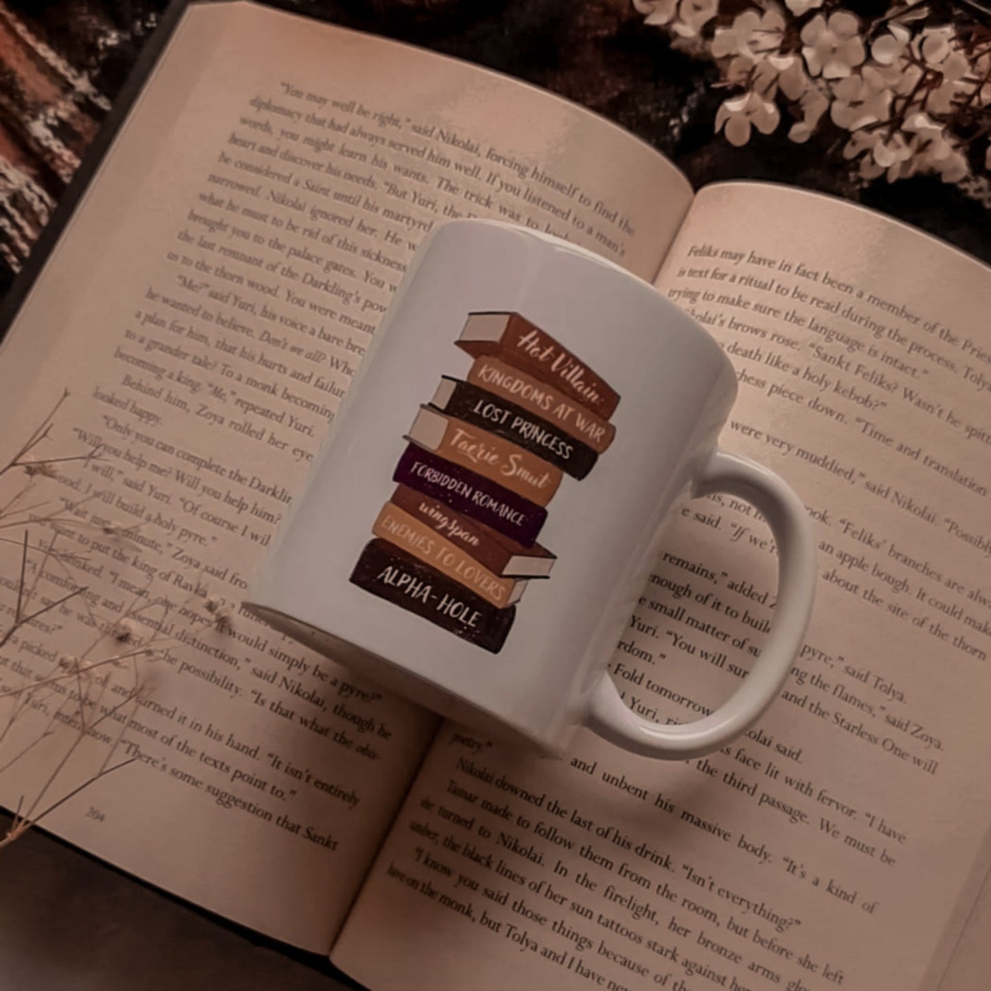 Fantasy Book stack ceramic mug