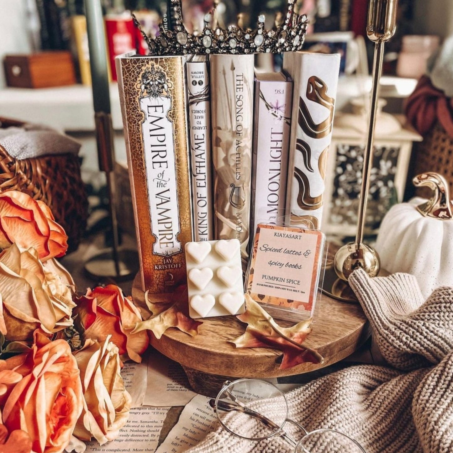 spiced lattes and spicy books pumpkin spice scented wax melt