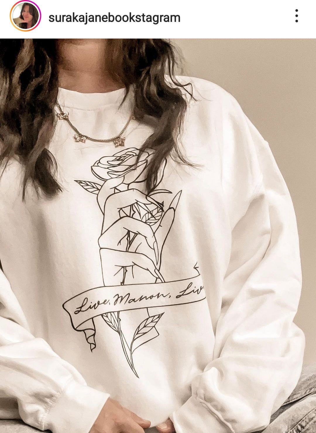 Throne of glass "Live, Manon, Live" officially licensed crewneck sweatshirt