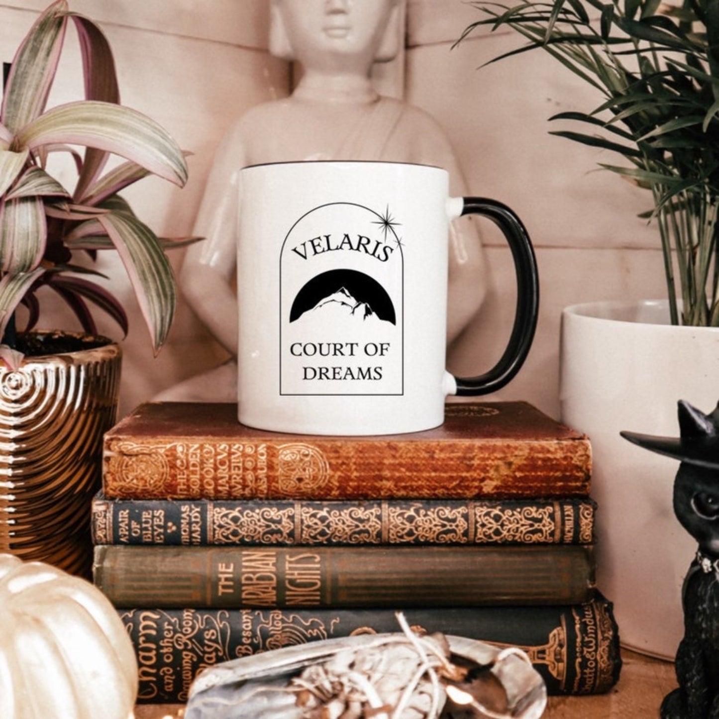 ACOTAR Velaris black handle 11oz ceramic mug officially licensed by Sarah J Maas