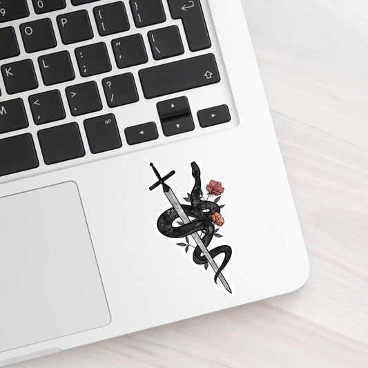 Snake, sword and flowers sticker