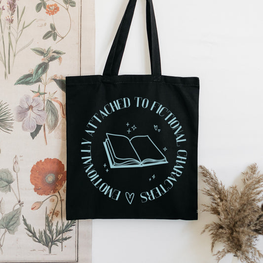 emotionally attached to fictional characters tote bag