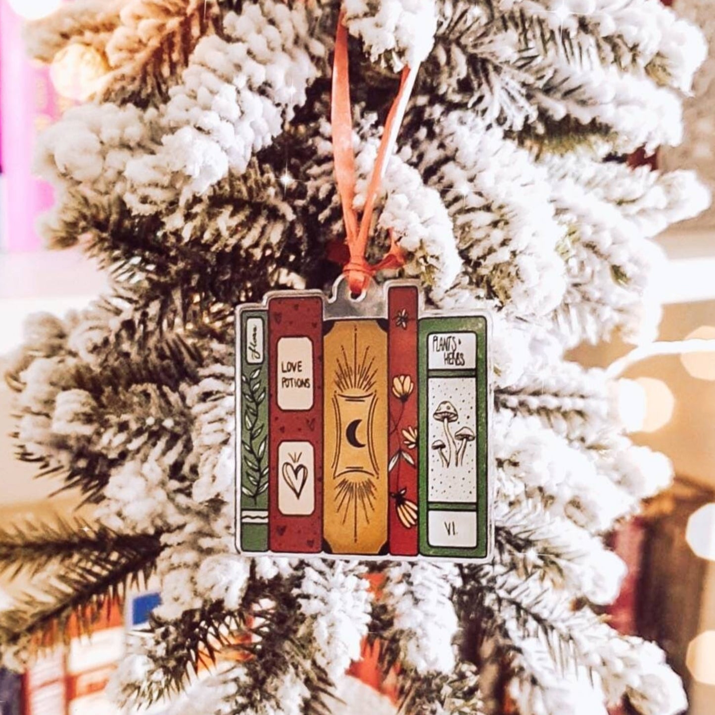 Book stack christmas tree ornament,